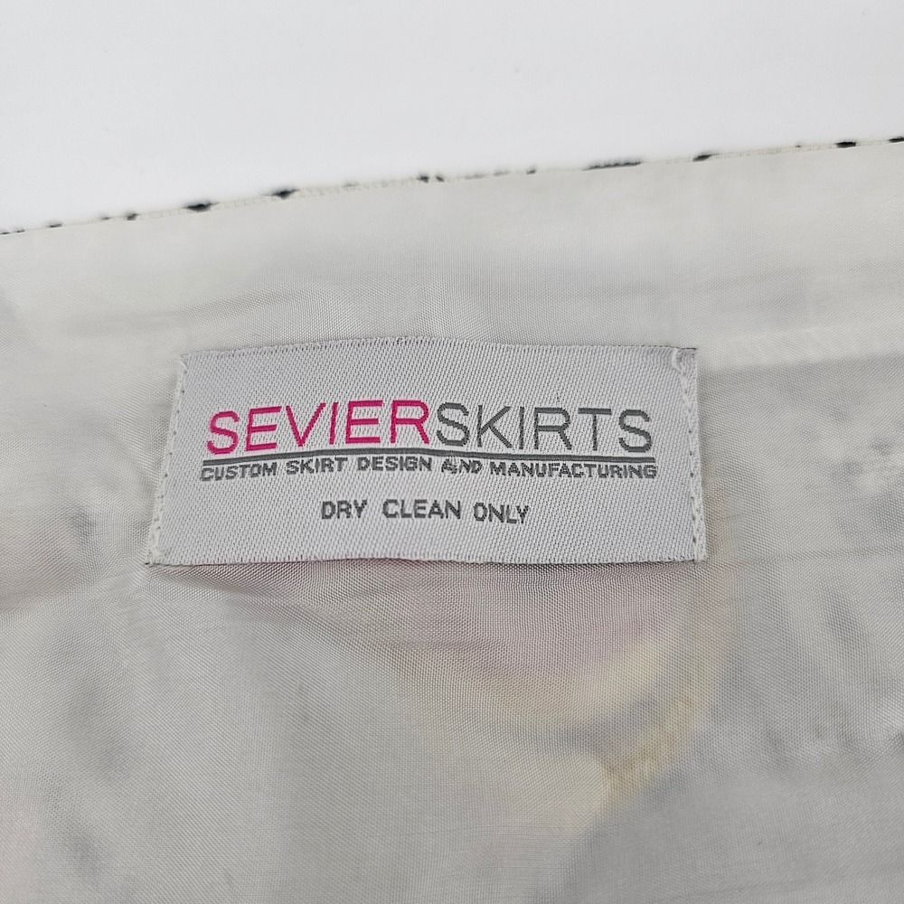 Sevier Skirts Pencil Skirt Womens XL?? White Black Peacock Feather Print Custom - Picture 5 of 5